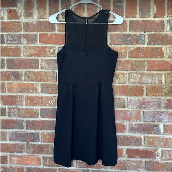 Banana Republic Black Sheer Inset Halter Sleeveless Fit & Flare Midi Dress Sz 4 - Picture 3 of 11